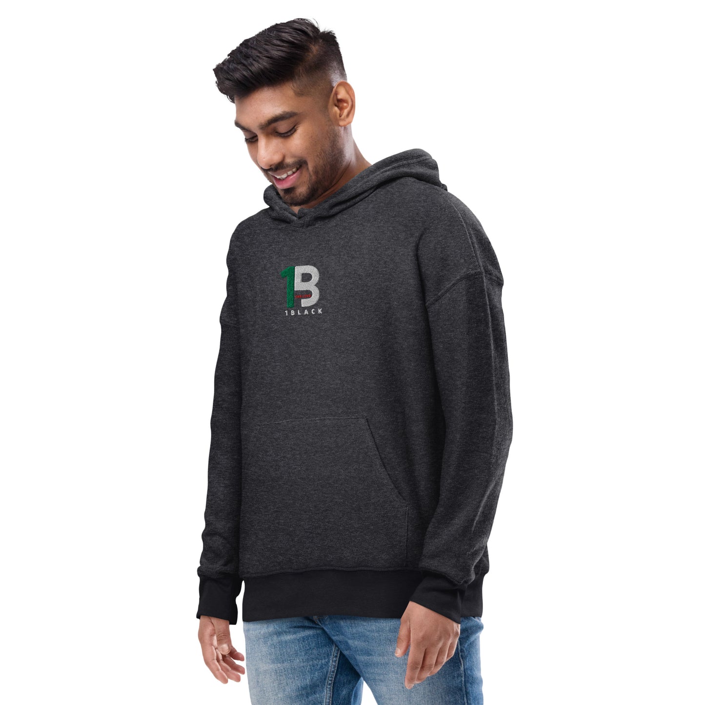 1black Unisex sueded fleece hoodie